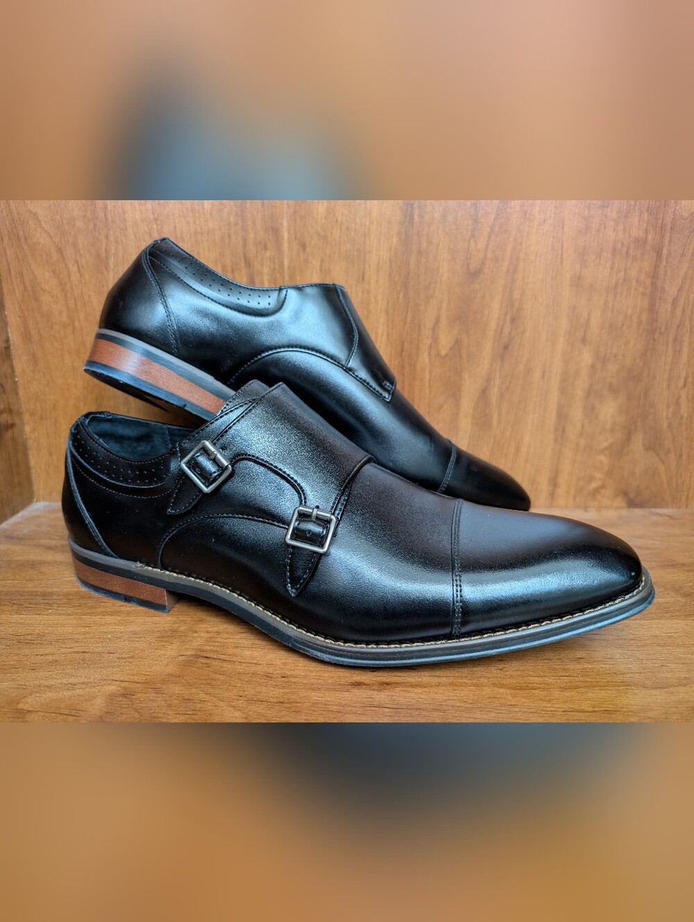 Stacy Adams Men's Bayne Cap Toe Double Monk Strap Shoes